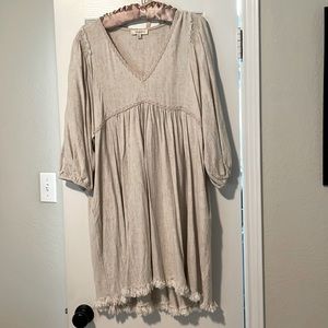 Boho chic tunic dress long sleeve linen 2x